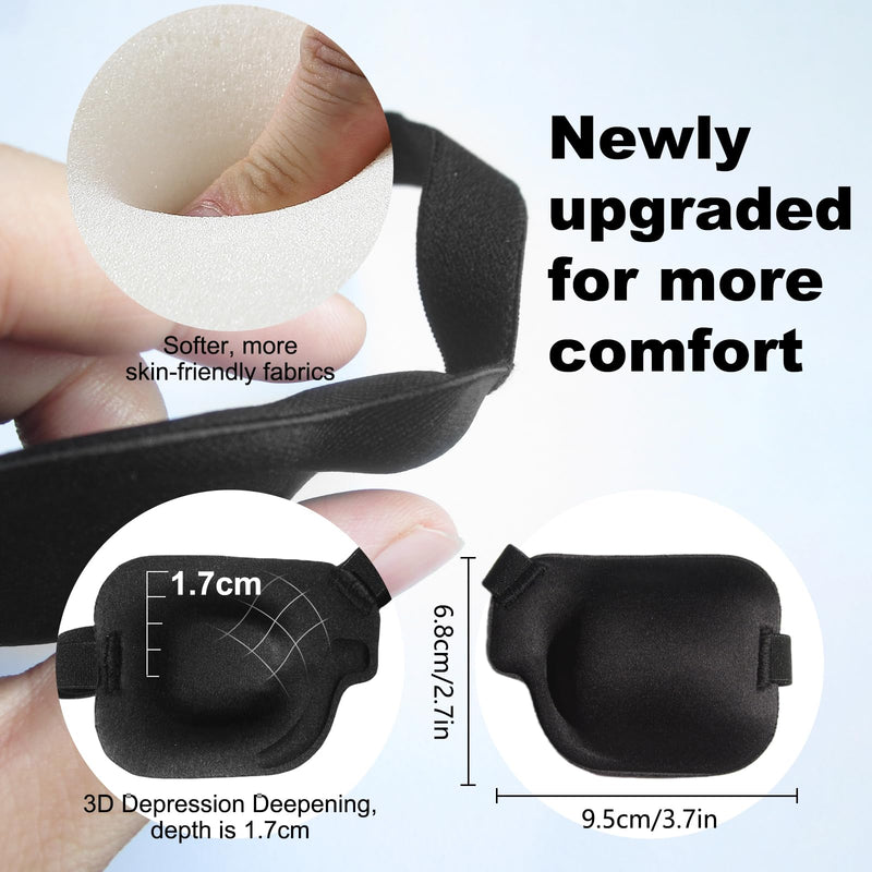 2Pcs 3D Eye Patches for Adults, Adjustable Medical Eyepatch,Black(Left) 2 Count (Pack of 1) Left-black
