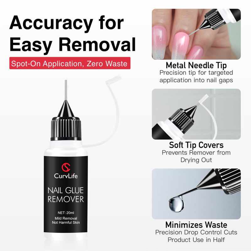 Curvlife 10g Semi Solid Nail Glue Gel and 20ml Pinpoint Nail Glue Remover Kit for Press On Nails, Cuticle Pusher with Czech Glass File & for Flawless Application & Removal - BeesActive Australia