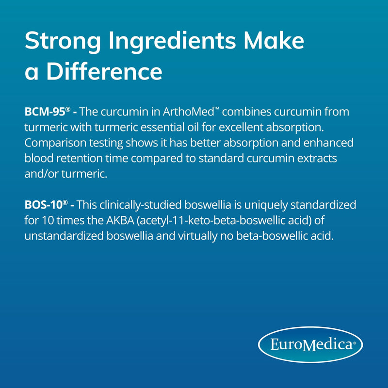 Euromedica ArthoMed - 60 Capsules - Clinically Studied Boswellia & Curcumin, Devil’s Claw - Joint & Spine Health, Cartilage Formation, Flexibility, Comfort - 30 Servings - BeesActive Australia