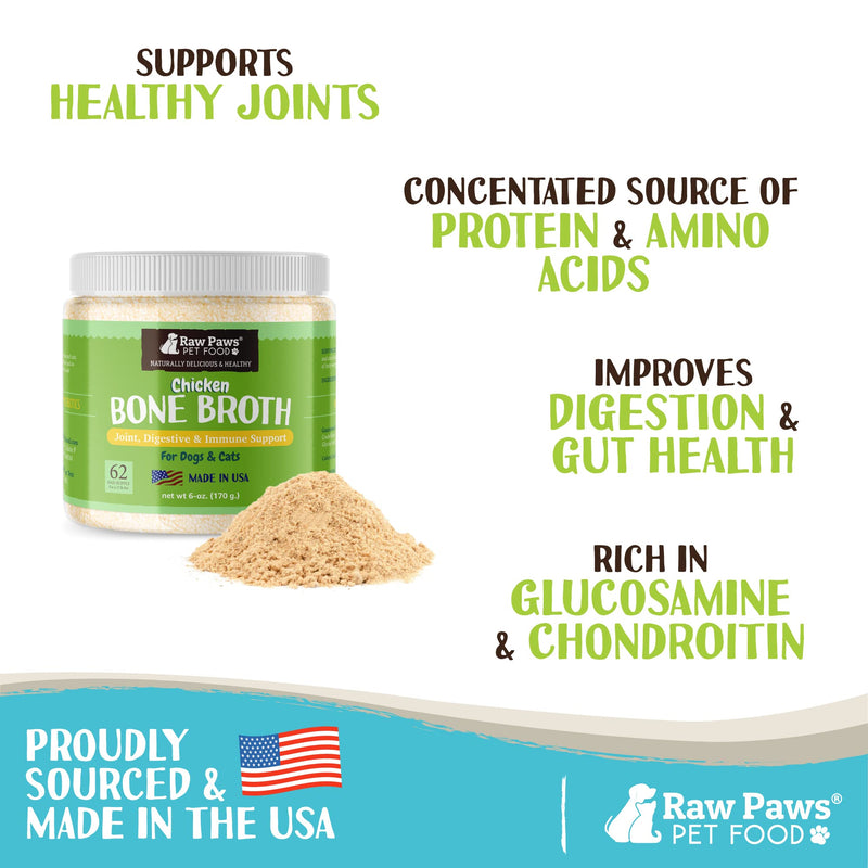 Raw Paws Whole Milk Powder & Bone Broth for Dogs and Cats Bundle - Whole Goat Milk Powder & Chicken Bone Broth - Made in USA - Pet Nutritional Supplement - Protein Powder Food Topper
