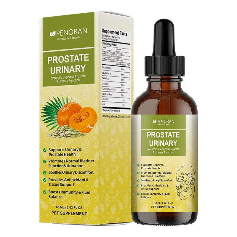 Prostate Urinary Support Drops for Dogs, Saw Palmetto Pumpkin Seed Extract | for Male & Female Dogs & Cats, Supports Bladder & Urinary Comfort, Coat & Hormone Support, Eases Incontinence & Straining