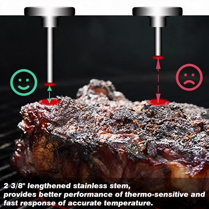 CloudHand 3 1/8 Inch BBQ Temperature Gauge, Upgrade Replacement Smoker Wood Charcoal Pit, Large Face Grill Analog Thermometer, 50-800°F Smoker-3 1/8" Black/red
