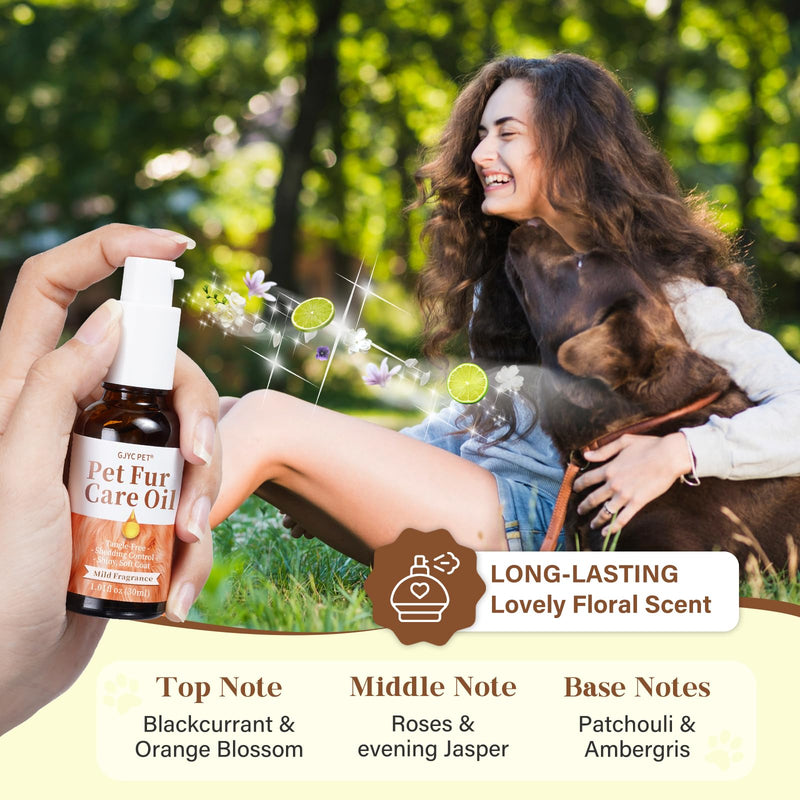 Pet Fur Care Oil - Tangle Remover, Shiny & Silky Coat, Soothing Skin Protection with Collagen and Natural Oils - Leave-in Formula for Dogs and Cats - 1.01 fl. oz Light Floral - BeesActive Australia