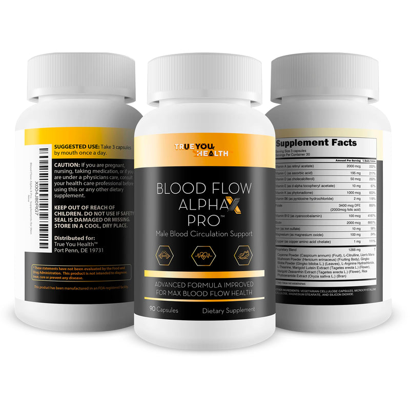 Blood Flow Alpha X Pro - Improved Formula - Our Best Alpha X Male Blood Circulation Support Supplement - Healthy Blood Flow Supplement Alpha X Pills - Advanced Blood Flow Booster - Alpha X Supplement