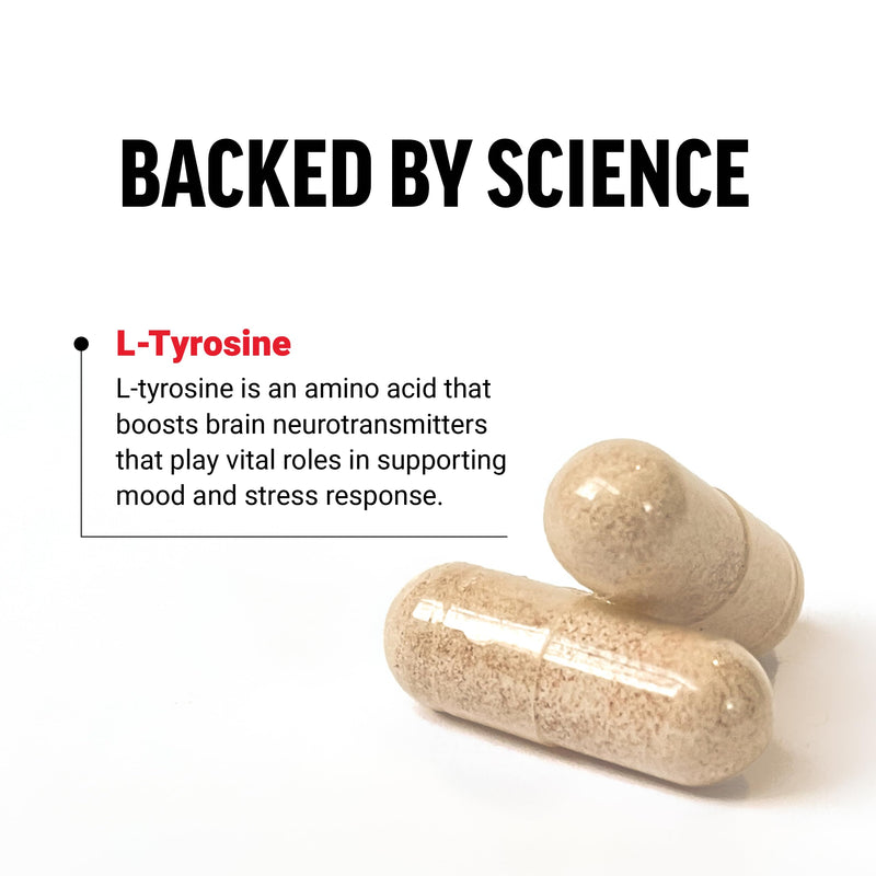 Force Factor L Tyrosine Stress Relief Supplement | L-Tyrosine Brain Health Supplements for Adults, L-Tyrosine 500mg Capsules, Free Form, Vegan, Non-GMO, 120 Capsules