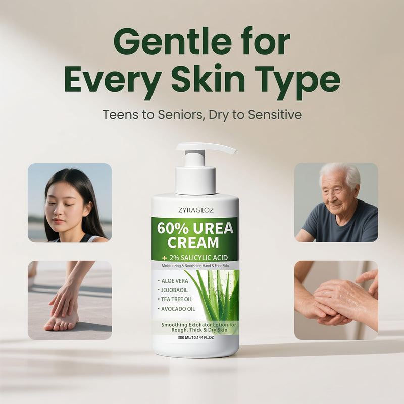 60% Urea Cream with 2% Salicylic Acid, Urea Cream 60 Percent for Feet & Hands, Maximum Strength Moisturizer Foot Lotion for Dry Cracked Heels Feet Knees Elbows Hands, Callus Remover, 10.1 fl oz - BeesActive Australia