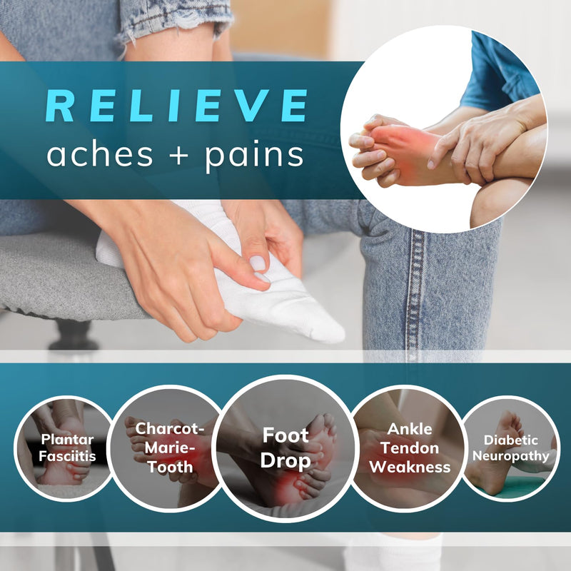 BraceAbility AFO Foot Drop Brace - Adjustable Soft Ankle Foot Orthosis Drop Foot Brace for Men and Women, Walking with Shoes, Toe Lifter Support, Dorsiflexion Assist Brace Fits Left or Right (L/XL) L/XL