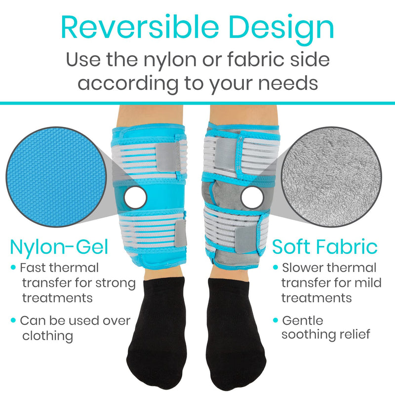 Vive Calf & Shin Ice Pack Wrap (Single) - Extra Strength Hot & Cold Therapy for Shin Splints & Leg Pain - Adjustable Compression Straps to Stay in Place - Flexible When Frozen with 30+ Minutes of Cold Single - BeesActive Australia
