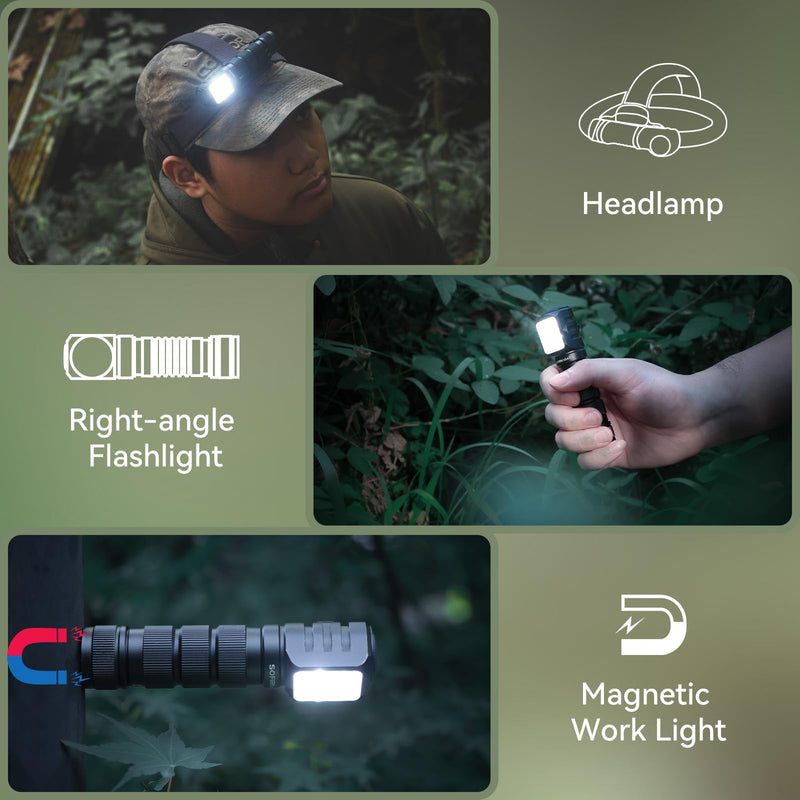 Headlamp Rechargeable with Red Light - Sofirn HS42 Headlamps for Adults, 2100 Lumens Head Lamp Super Bright, Led Right Angle Flashlight with Magnetic Base, Camping Head Light for Mechanic, Hunting