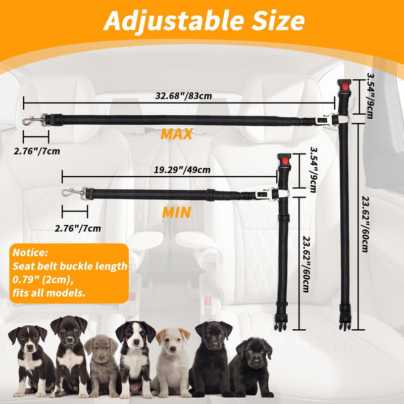 4-in-1 Removable Dog Seat Belt for Car: Adjustable Pet Car Harness, Retractable Dog Car Harness Seatbelt with Poop Bag and Dog Bowl, Restraint Secures to Vehicle Headrest, Blue - BeesActive Australia