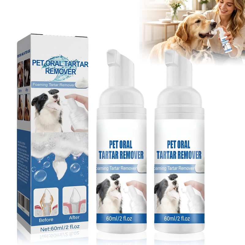 2PCS Pet Oral Tartar Remover Spray, Dental Foaming Care Sprays, Teeth Cleaning & Breath Freshener, Gentle Tartar Support Foam, No Brushing Required
