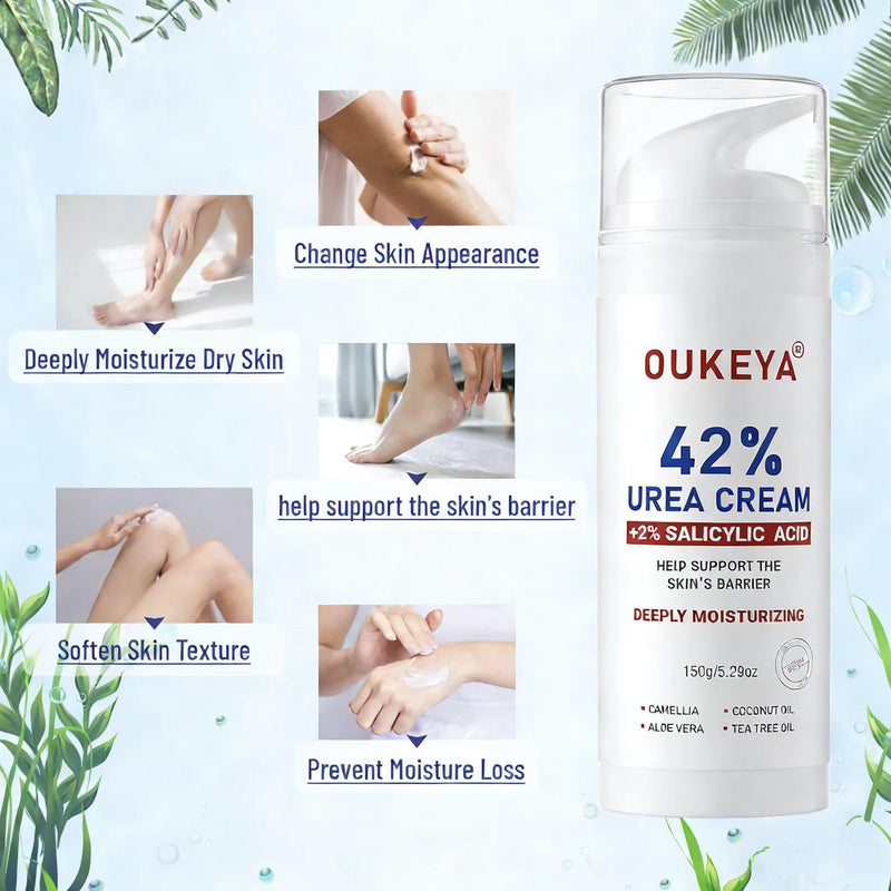 OUKEYA Urea Cream 42% with 2% Salicylic Acid, Urea Foot Cream for Dry, Rough Skin – Moisturiser for Feet, Heels, Hands & Elbows, 5.29 Oz 5.29 Ounce(Pack of 1) - BeesActive Australia
