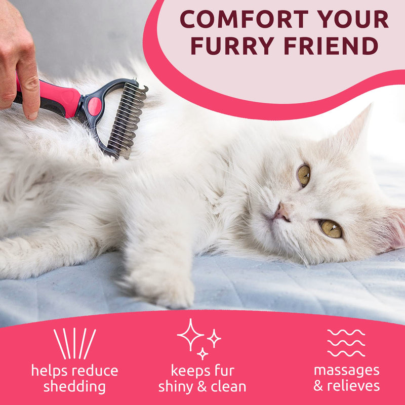 Pat Your Pet Deshedding Brush - Double-Sided Undercoat Rake for Dogs & Cats - Shedding Comb and Dematting Tool for Grooming, Extra Wide - BeesActive Australia