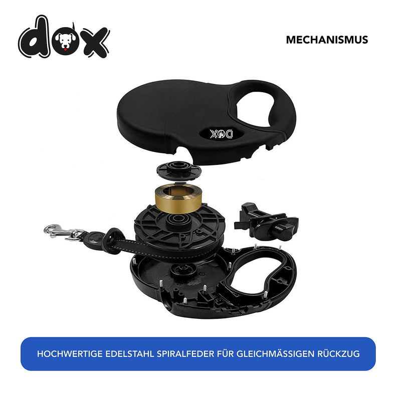 DDOXX Extendable Dog Leash - Stable Reflective Nylon Strips Dog Leash Bite-Resistant - Retractable Leash Break & Lock System - XS (Black) XS | 3m | up to 8 kg black - BeesActive Australia