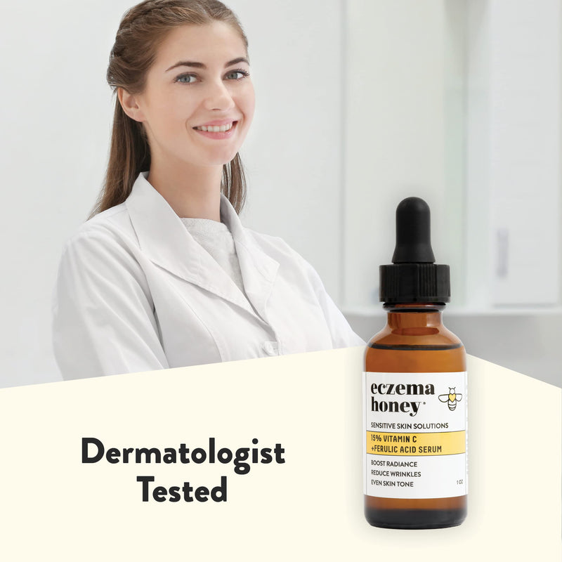 ECZEMA HONEY 15% Vitamin C + Ferulic Acid Serum, Anti Aging Skincare (1 Oz) | Face Oil for Eczema, Dry & Sensitive Skin