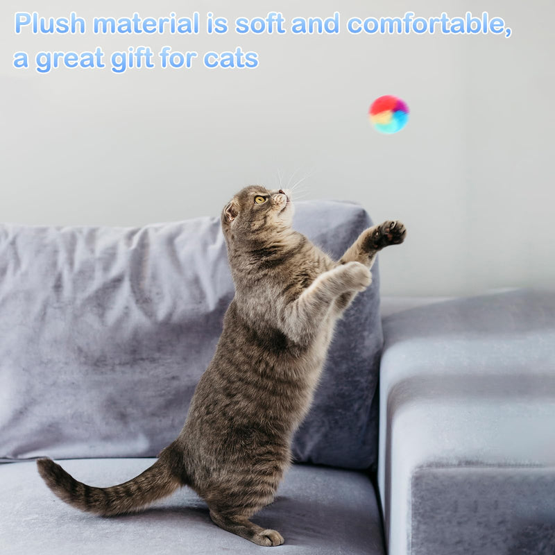 KALIONE 30 Pcs Soft Plush Cat Ball 1.2-inch Rainbow Cat Toy Balls Fuzzy Kitty Balls Kitten Puff Balls Colorful Cat Pom Pom Balls for Cat Kitten Pet Playing Exercising - BeesActive Australia