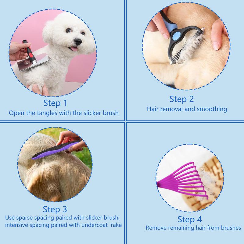 Extra Long Pin Slicker Brush for Dogs, Large Size, Remove Loose Fur and Tangles; Dog Undercoat Rake for Shedding, 5-in-1 Dog Grooming Brush for Long&Short Haired Dogs&Cats - BeesActive Australia