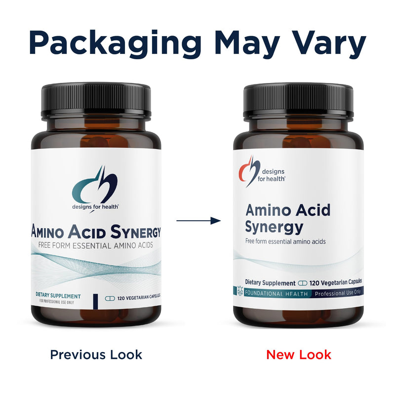 Designs for Health Amino Acid Synergy - Vegetarian Essential Amino Acids Supplement with BCAAs, Alpha-Ketoglutarate, Methionine + B6 (P-5-P) - Support for Athletes + Muscles (120 Capsules) Standard Packaging