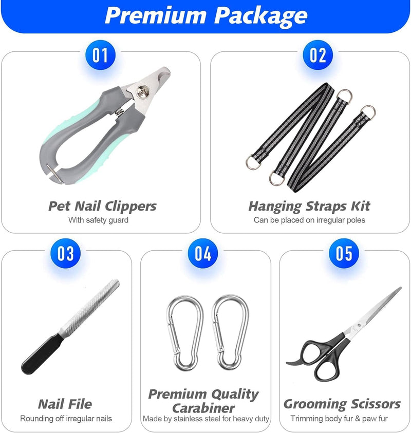 Pet Grooming Hammock with Nail Clippers/Nail Trimmers/Grooming Scissors, Dog Grooming Harness for Nail Trimming, Pet Grooming Sling Helper XL for X-Large Dogs 80LB Blue - BeesActive Australia