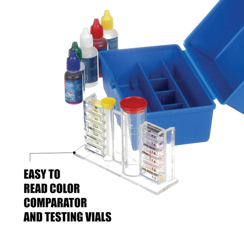 Blue Devil 5-Way OTO Swimming Pool Test Kit- Chlorine/Bromine, pH, Alkalinity and Acid Demand, Includes Easy to Read Vials 5-Way Test Kit