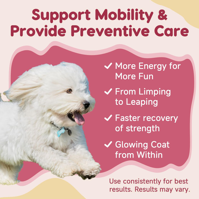 Hip & Joint Supplement for Dogs, Glucosamine for Dogs with MSM, Chondroitin, Omega-3, Turmeric, Calcium - Dog Joint Supplement for Dog Joint Pain Relief & Bone Health Support, 180 Freeze-Dried Chews 180 Bites