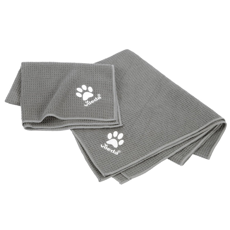 Vileda Pet Pro Microfiber Towel M, for Cleaning and Drying Pets, 45 x 70 cm, Waffle Texture Towel, Soft Microfiber Material, for Small Dogs, Gray - BeesActive Australia