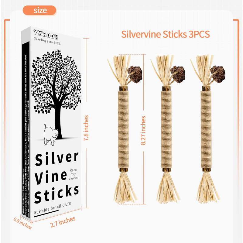 Catnip Toys with Silvervine for Cats, Cat Chew Toy for Kitten Teething, Interactive Cat Toy for Indoor Cats, Silvervine Sticks Cat Toys 3PCS - BeesActive Australia