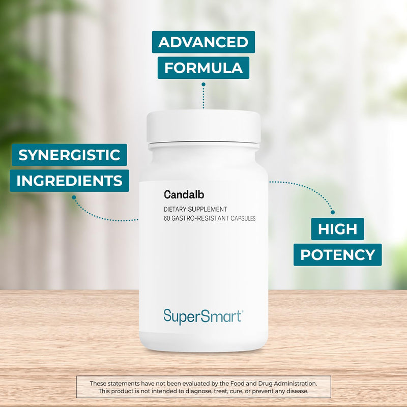 Supersmart - Candalb - with Lactobacillus Acidophilus, Rhamnosus & Inulin - Probiotics & Prebiotics Supplements - Help Balance Intestinal & Intimate Microflora | Non-GMO & Gluten Free - 60 DRCaps