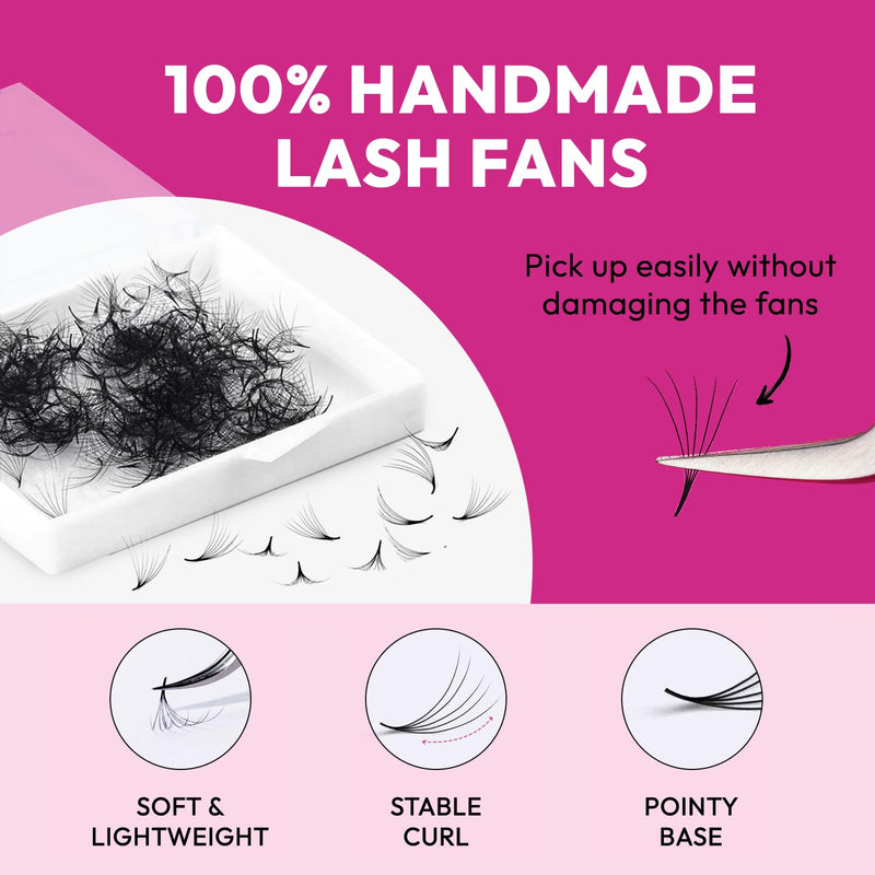 500 Promade Fans | 5D 0.07 Size 12mm Curl D | Eyesy Eyelash Extension Premade Lashes Volume Lash Extensions Pro Made Fans Eyelash Extensions Pestanas Pelo A Pelo False Eyelashes 5D 0.07 D 12 mm - BeesActive Australia