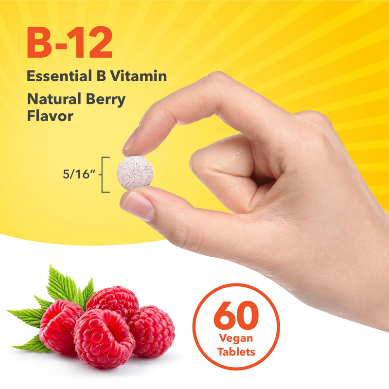 Sundance Vitamin B12 1000 mcg | As Methylcobalamin | Sublingual Fast Dissolve Tablets | Berry Flavor | Vegetarian, Non-GMO & Gluten Free Supplement 60 Count (Pack of 1)