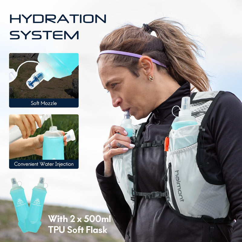 Haimont Running Hydration Vest with Water Bottles for Men Women, Lightweight 8L Hydrated Vest Pack for Trail Running, Hiking Green Small - BeesActive Australia
