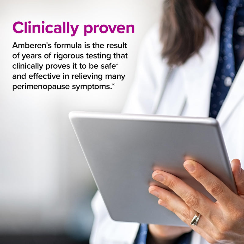 Amberen Perimenopause, Peri-Menopause Multi-Symptom Relief, Vitamin B, Vitamin E & Antioxidants Supplement, Clinically Shown to Help Support Hormone Balance, Hot Flashes & Night Sweats, 60 Count 1 Pack - BeesActive Australia