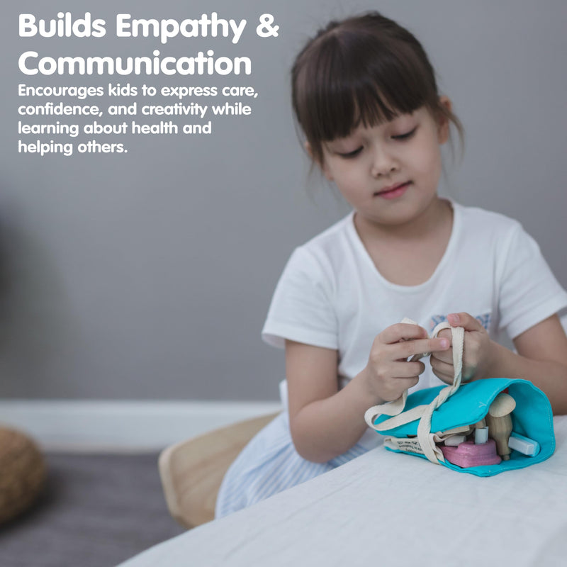 PlanToys® Pretend Play Dentist Toy Set for Kids | Wooden Doctor Kit with Teeth Model, Dental Tools, and Bag | Educational Toy for Toddlers | Encourages Imaginative Role Play - BeesActive Australia