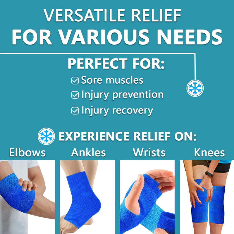 Ice Tape, Self Sticking Bandage Wrap （No Refrigeration Needed）Ice Wrap Instant Cold Compress Compression Tape Wrap, Athletic Muscle Tape, Athletic Tape for Pain and Swelling: Blue - BeesActive Australia