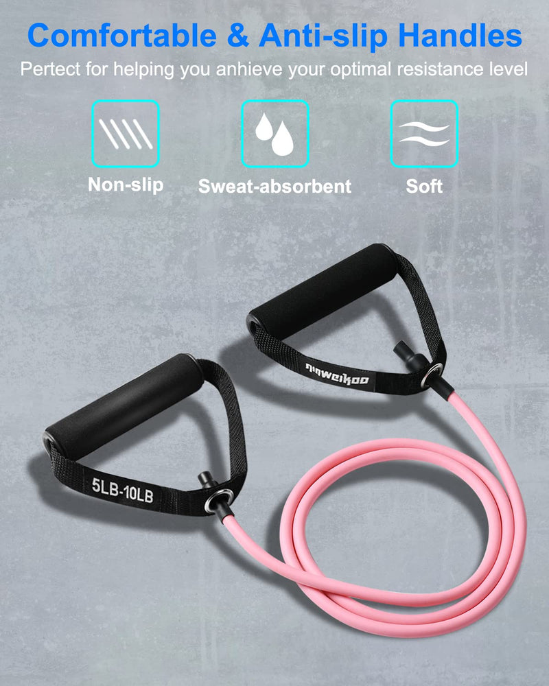 Resistance Exercise Band with Handles, Workout Band Weight Band for Physical Therapy,Strength Training Home Gym Fitness,with Door Anchor & Storage Bag. (Pink,Purple,Gray)