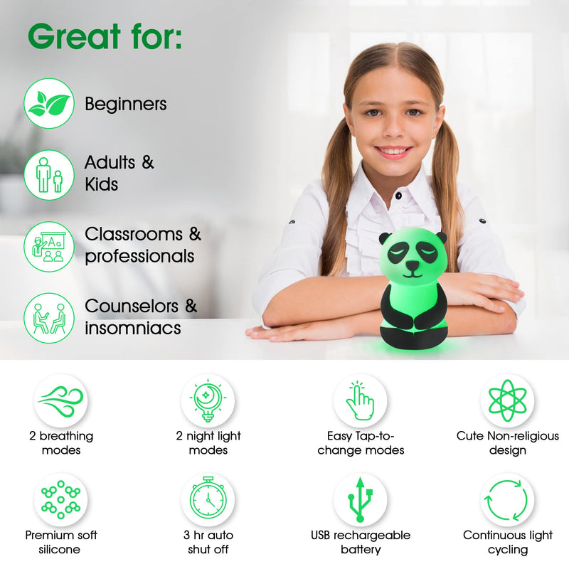 Calm Collective Peaceful Panda Breathing Trainer Light for Calming Stress, Anxiety Relief Items for ADHD, Mindfulness Meditation Tools for Depression, Great Self Care and Mental Health Gifts - BeesActive Australia