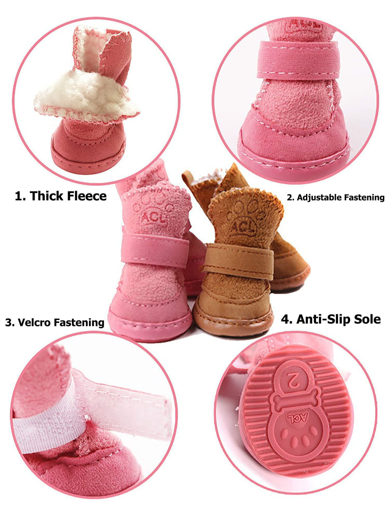 GabeFish Puppy Cute Cozy Warm Anti Slip Winter Boots for Small Medium Dogs Pets Cats Thicken Fleece Snow Shoes Black Large Label: 4 - BeesActive Australia