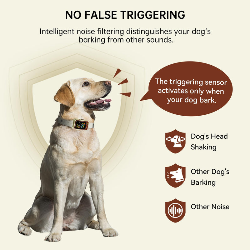 Bark Collar-Rechargeable Smart Barking Collar- Anti Bark Training Collar with Adjustable Sensitivity Beep Vibration Shock- Bark Shock Collar for Small Large Medium Dogs (Brown) Brown - BeesActive Australia