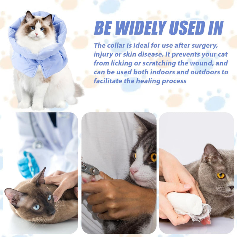 WIYETY Cat Neck Collar Adjustable Recovery Collar: Foldable Soft Protective Collar Cat, Cat Collar for Licking Wounds, Cat Collar for After Surgery and Injuries (Blue, S) - BeesActive Australia