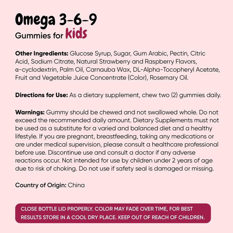 maxmedix Kids Omega 3 6 9 Gummies | Plant-Based Fatty Acids for Brain, Learning & Focus Support | 120 Gummies (2-Month Supply) | Omega 3 for Kids with No Fishy Taste | Strawberry & Raspberry Flavor