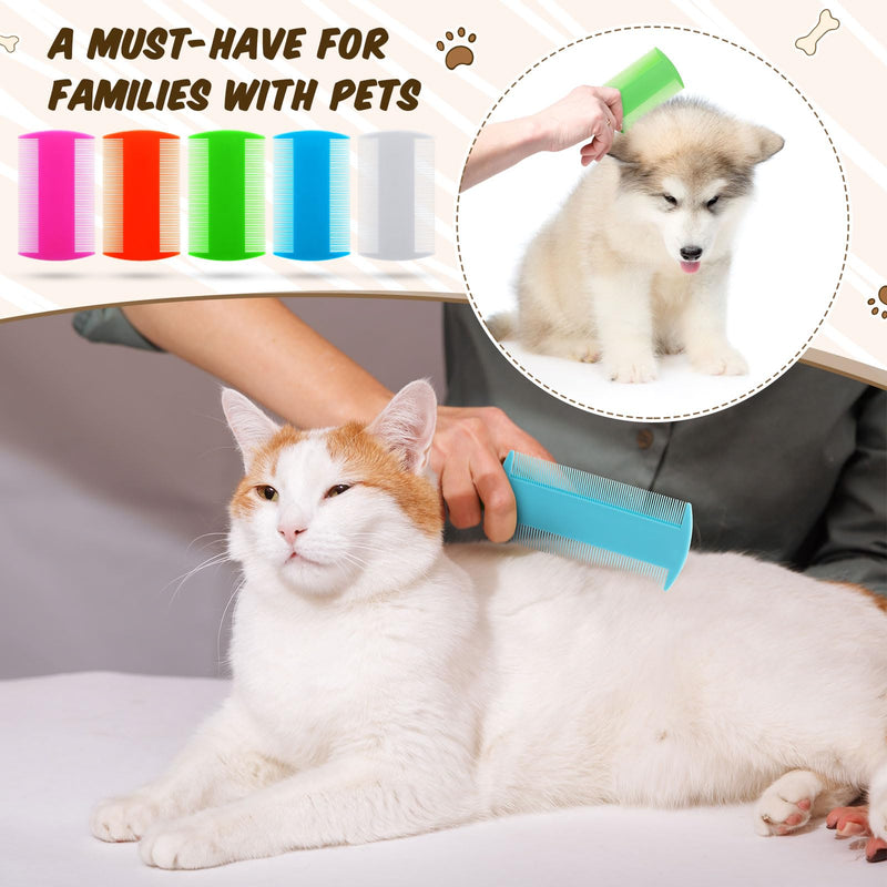 Hushee 50 Pcs Flea Comb Bulk for Cats Dogs Lice Comb with Double Side Tooth Pet Flea and Tick Comb for Small Cats Dogs Kitten Indoor, 5 Colors - BeesActive Australia