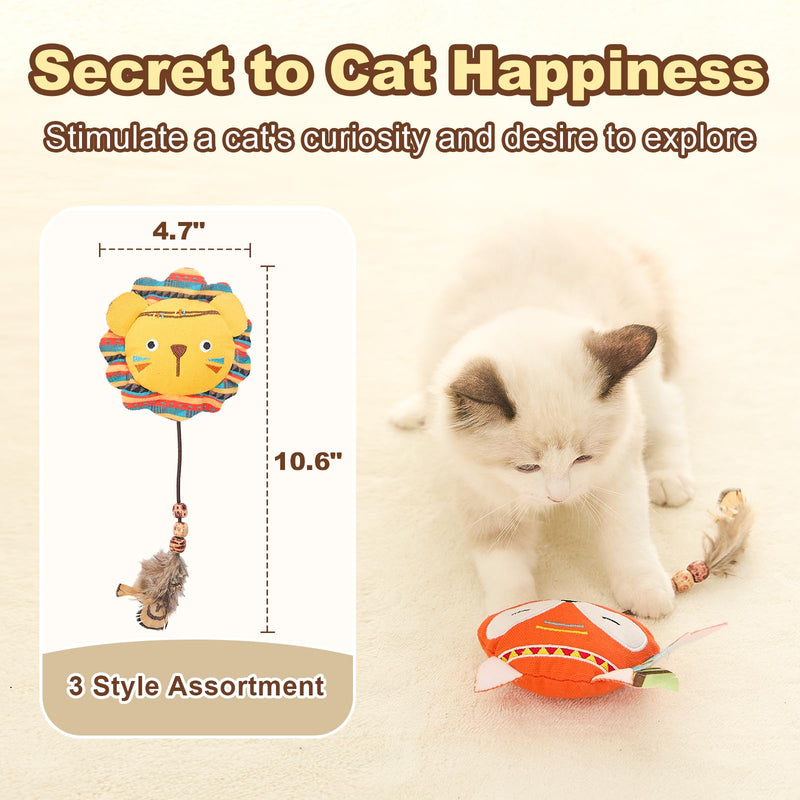 Jiupety Cat Toys Jungle Animals Interactive Cat Toys for Indoor Cats 3 Pack Catnip Toys and Feather Cat Toys Bite Resistant 10.6 Inches Animal - BeesActive Australia