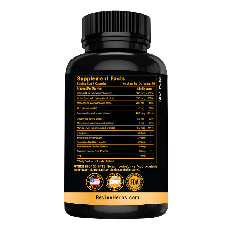Thyroid Support: Powerful Blend of Ashwagandha, Iodine, Selenium, Magnesium, Zinc, Vitamin B12 & More for Optimal Health - 60 Capsules 60 Count (Pack of 1) - BeesActive Australia