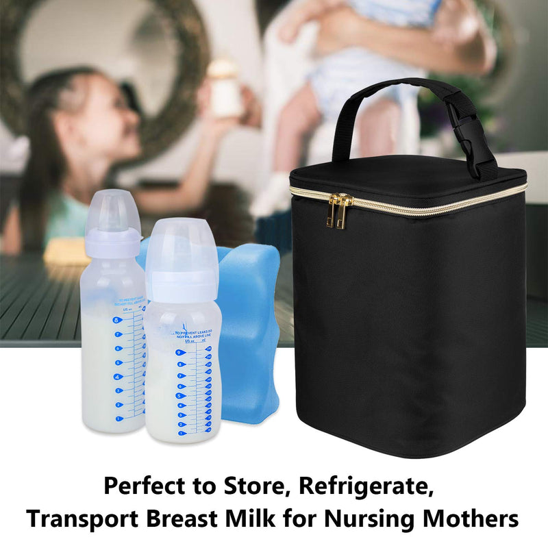 Teamoy Breastmilk Cooler Bag, Baby Bottles Bag for up to 4 Large 9 Ounce Bottles, Perfect for Working Mom Mother, (Bag ONLY), Black Cooler Bag (Pack of 1) - BeesActive Australia
