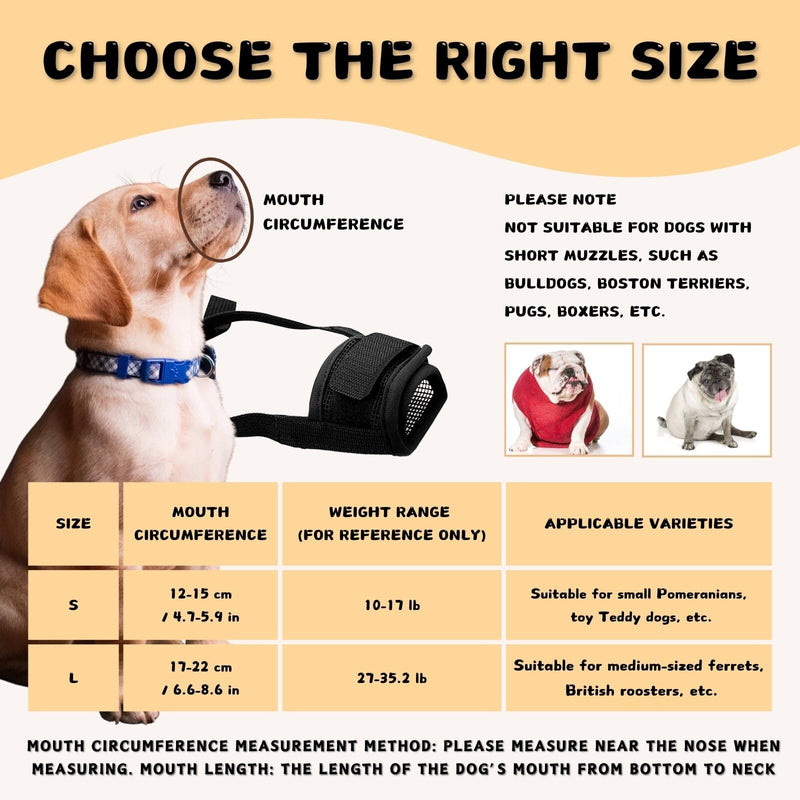 KEYRI Pack of 2 Muzzles for Dogs Adjustable Loop Soft Muzzle Prevents Biting Allows Panting Drinking and Barking Mesh Muzzle for Small Large and Dogs (Black, Small) Black - BeesActive Australia