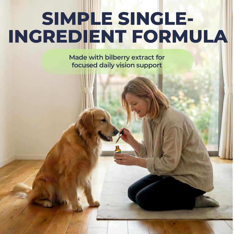 Bilberry Advanced Vision Formula for Dogs, Bilberry Extract Liquid Drops, Dog Eye Health Supplement, Supports Clear Vision & Eye Comfort with Antioxidant Support, Easy to Add to Food, 2 fl oz