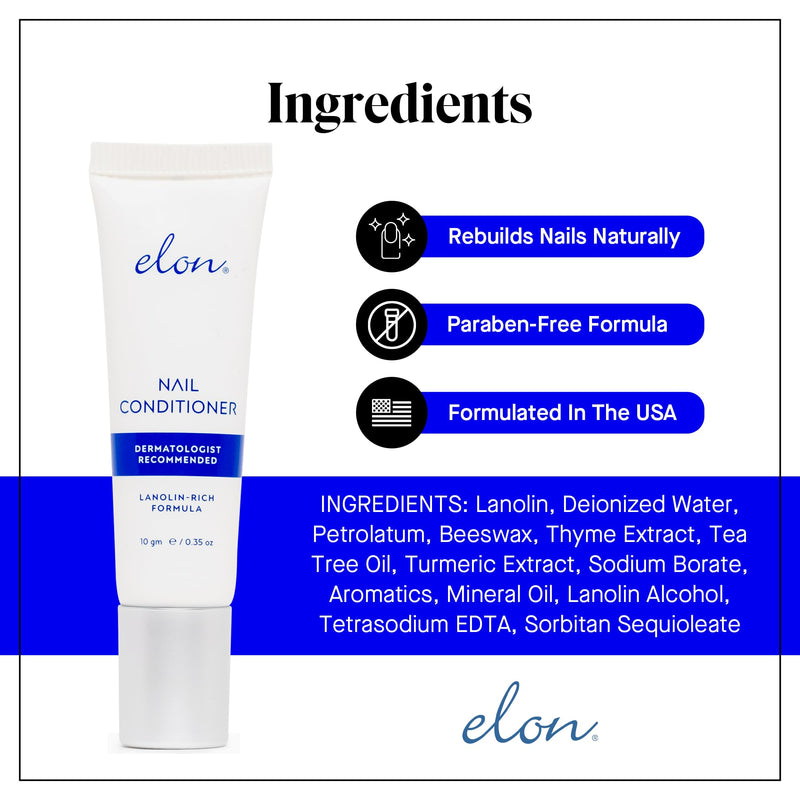 Elon Lanolin-Rich Nail Conditioner – Strengthens Nails, Protects Cuticles, Dermatologist-Recommended for Brittle & Damaged Nails (10g Tube) 0.35 Ounce (Pack of 1)