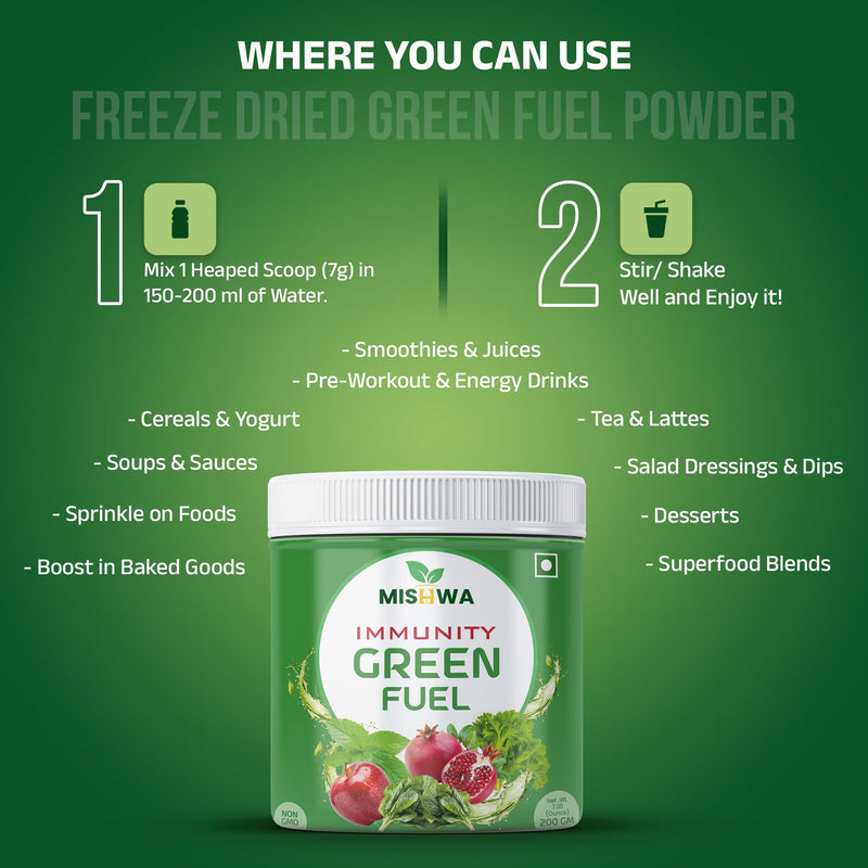 Immunity Boost Green Powder Helps Support Detoxification and Clean Energy Freeze Dried Blend with Apple Celery, Spinach, Mint & Pomegranate 200g 1
