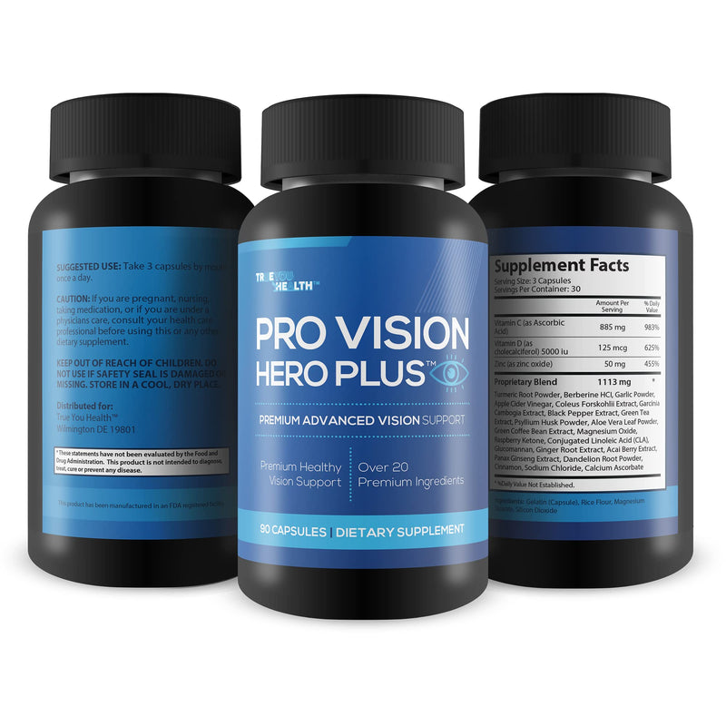 Pro Vision Hero Plus - Premium Advanced Vision Support - Vitamin, Mineral, & Herbal Vision Supplement - Support Healthy Day & Night Vision - Promote Reduced Eye Strain & Eye Pressure - Aid Eye Health - BeesActive Australia