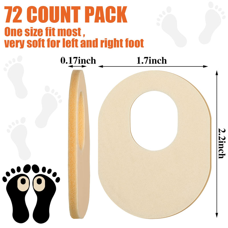 Nuanchu 72 Count Callus Cushions with Self-Stick Adhesive, Protects Foot, Heel and Toes from Rubbing and Friction, Beige Oval Shape Design, Reduce Pressure and Friction from Shoes Rubbing - BeesActive Australia
